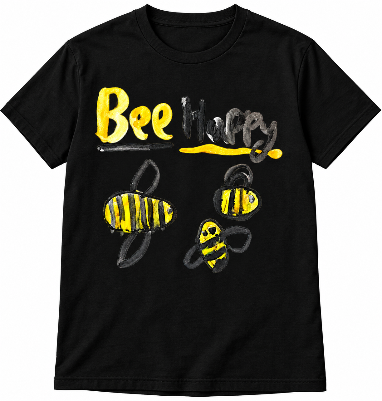 Bee Happy Black Tee